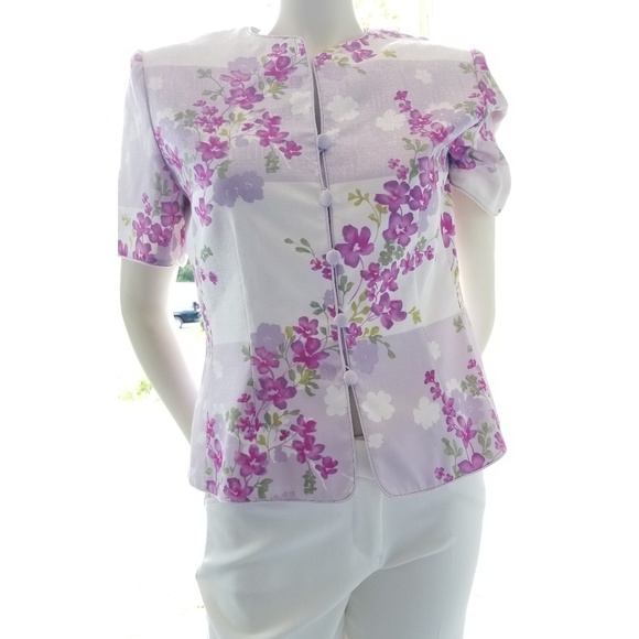 Adrianna Papell Pink/Purple Floral Blouse, 8, NWT - Picture 3 of 10
